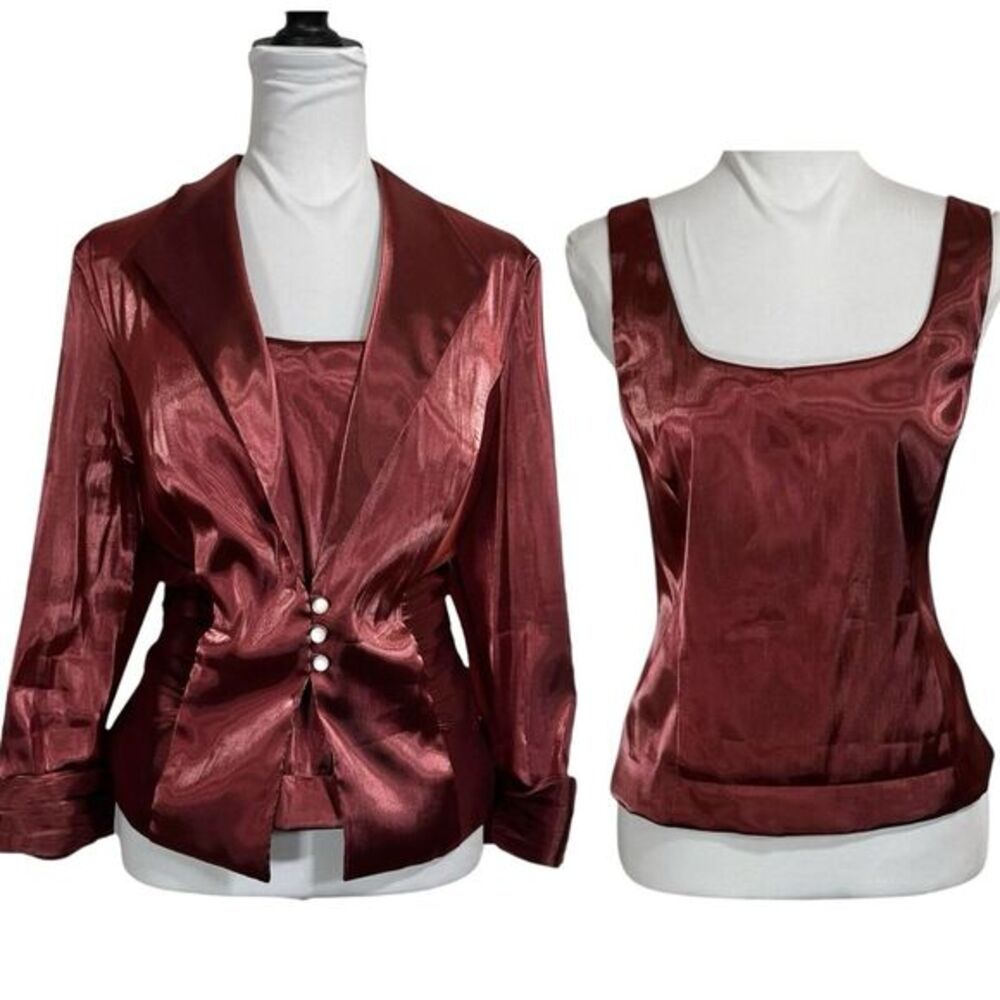 Vintage J.R. Nites Metallic Crop Tank & Jacket Set Size XL Party Formal‎ Sexy